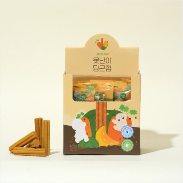 페오펫몰,[로렌츠] 강아지 간식 못난이 당근껌 (20g x 21개입) [최저가]
