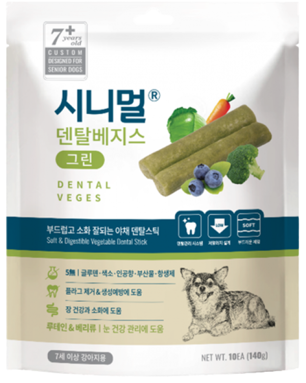 페오펫몰,시니멀 노령견용 덴탈베지스 부드러운 덴탈 그린껌 140g