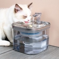 딩동펫 반려동물 슬라이드 스텐 투명 정수기 2L