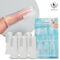 딩동펫 애견 실리콘 손가락 칫솔 5.5 x 2.2 cm, 투명, 6개