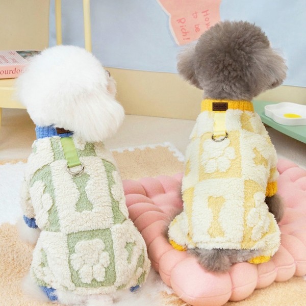 페오펫몰,딩동펫 반려동물 체크 하네스 올인원 털니트