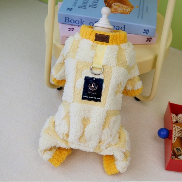 페오펫몰,딩동펫 반려동물 체크 하네스 올인원 털니트