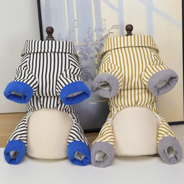 페오펫몰,딩동펫 반려동물 똑딱 스트라이프 하네스 카라패딩 올인원