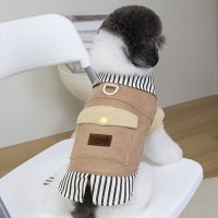 딩동펫 반려동물 스트라이프 레이어드 포켓 무스탕