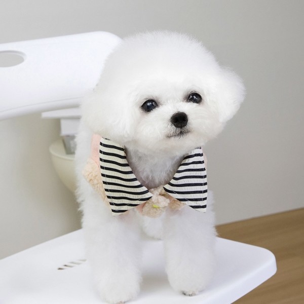 페오펫몰,딩동펫 반려동물 스트라이프 레이어드 포켓 무스탕